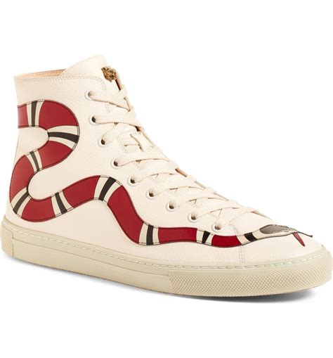 gucci burnished leather high top sneakers|gucci snake high top sneakers.